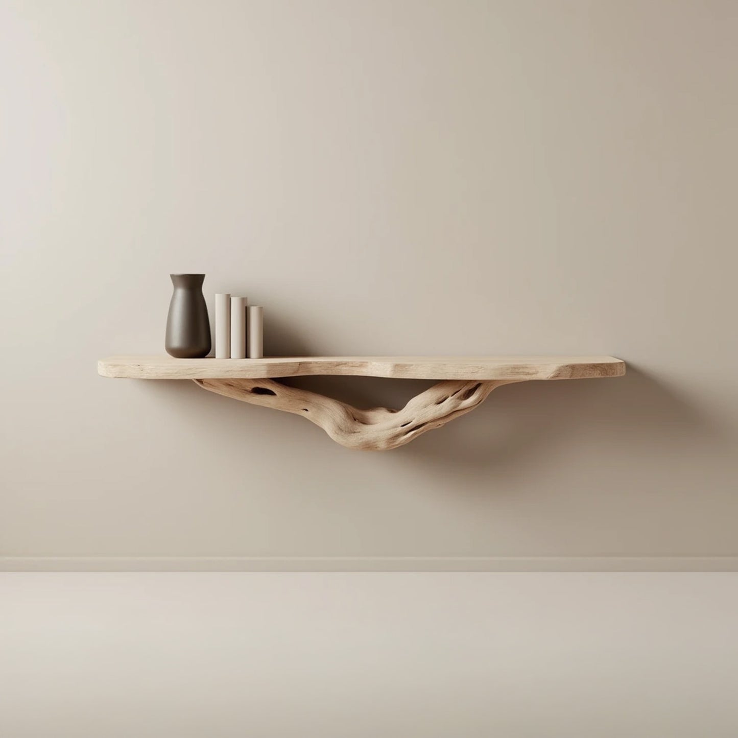 Floating driftwood bookshelf tree branch bookcase solid wood art wall mount rustic book shelf for wall decor