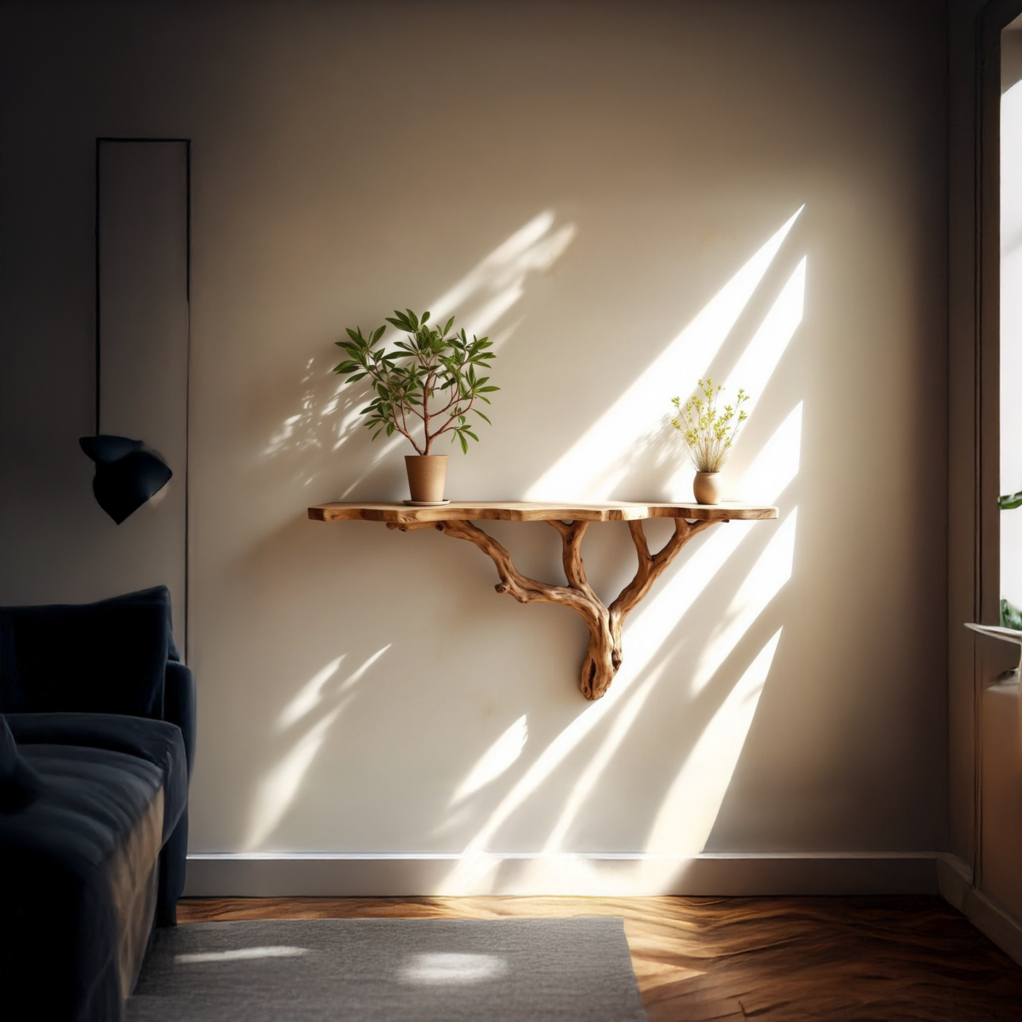 Rustic driftwood shelf natural console table solidwood bookshelf art wall mount decor unique tree bracnh bookshelves