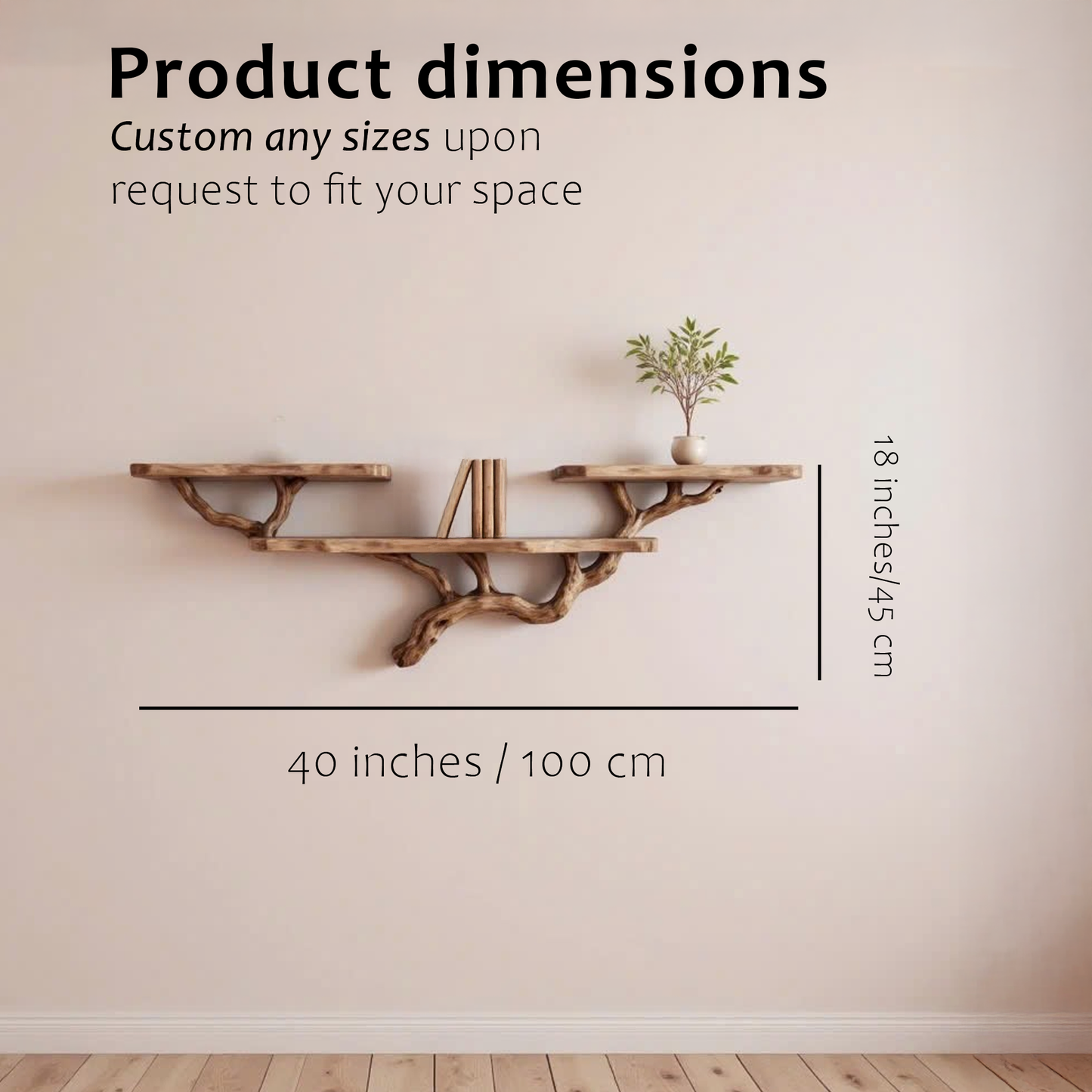 Natural driftwood shelf unique console table solidwood bookcase art wall mount rustic tree bracnh bookshelf decor