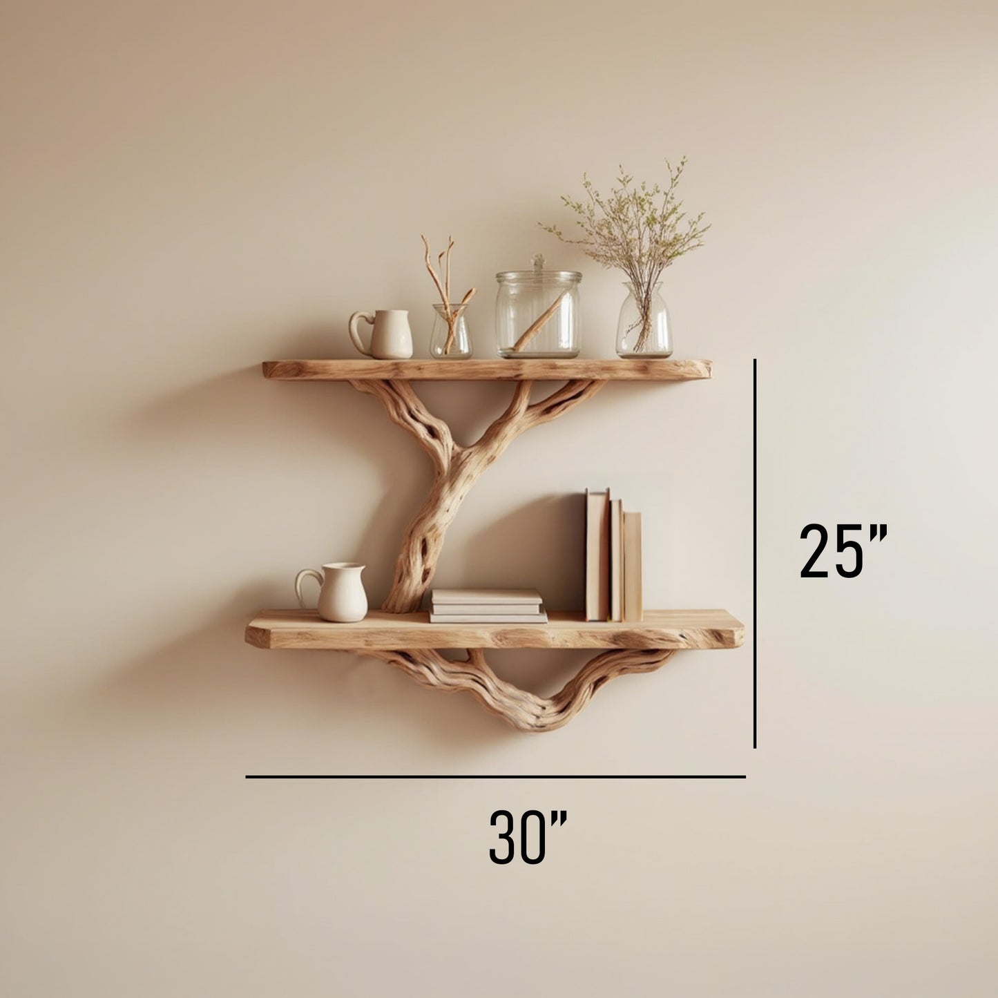 Rustic narrow console table tree book shelf mid century bookcase wall mount bookshelf handmade decor