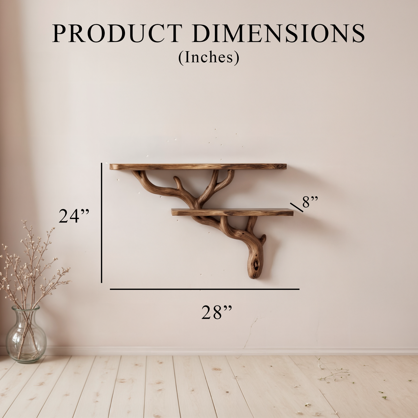 Handmade wooden branch wall bookshelf organic solid wood bookshelves driftwood shelf for rustic home decor