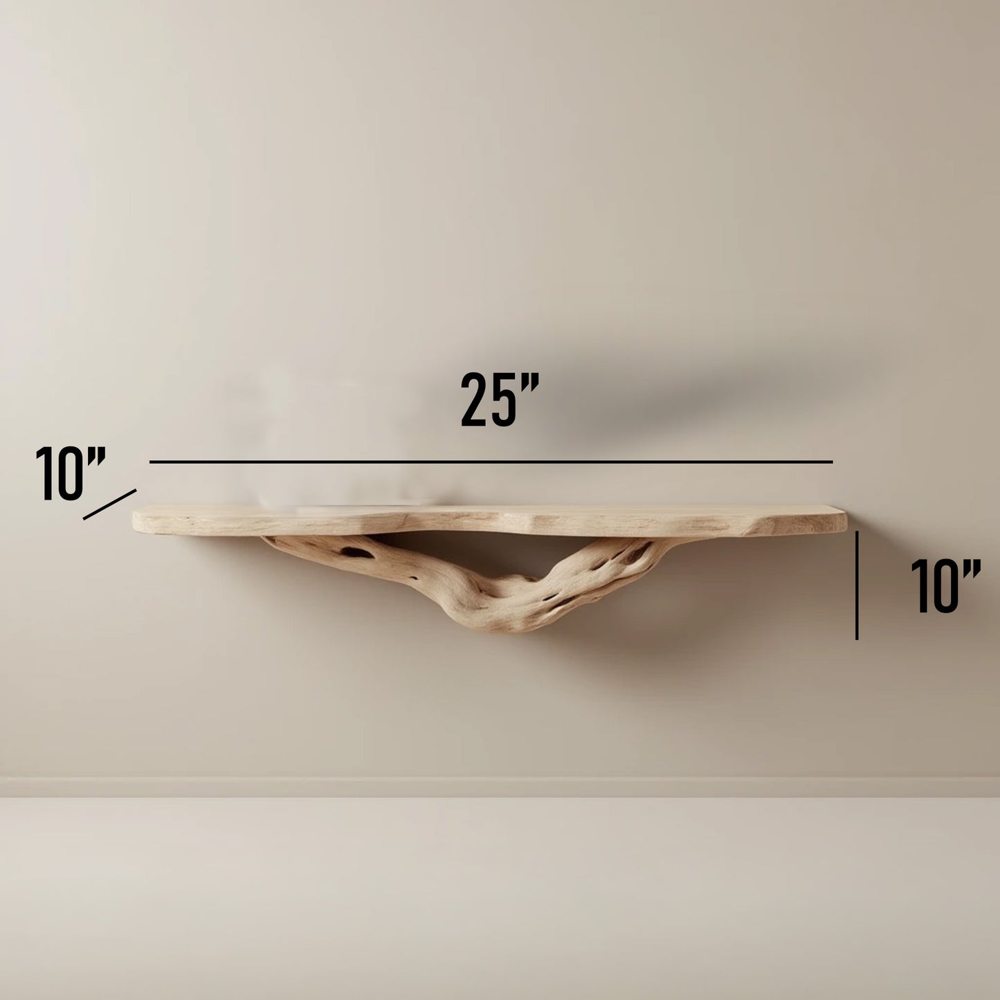 Floating driftwood bookshelf tree branch bookcase solid wood art wall mount rustic book shelf for wall decor
