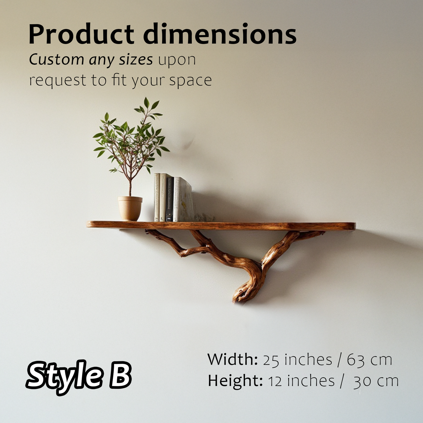 Natural driftwood shelf rustic console table solidwood bookshelf wall mount unique tree bracnh bookshelves decor