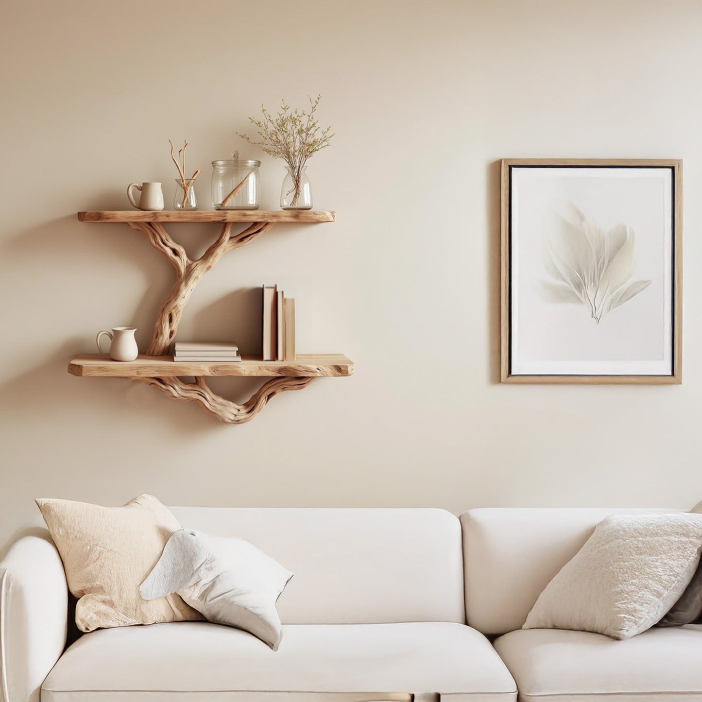 Rustic narrow console table tree book shelf mid century bookcase wall mount bookshelf handmade decor