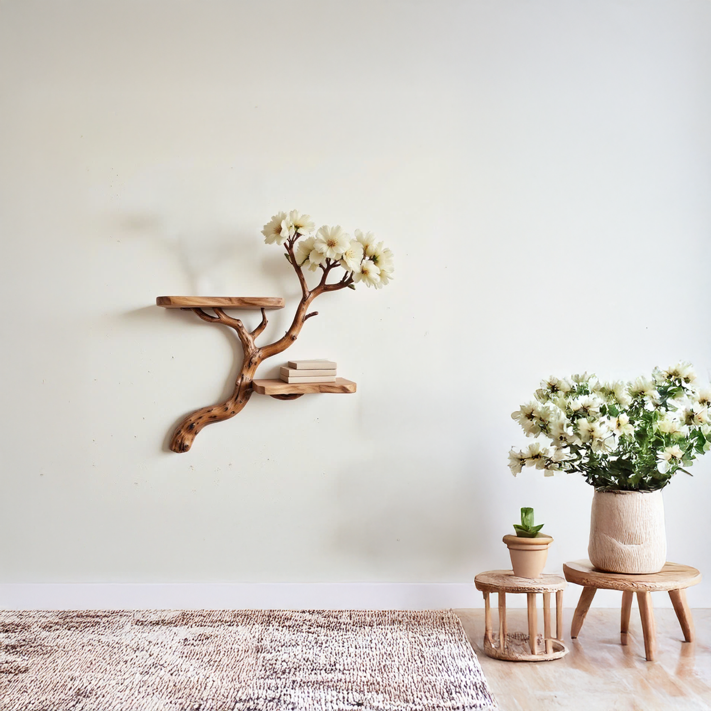 Tree bookshelves custom floating shelf natural solid wood bookcase carving driftwood art bookshelf wall mount