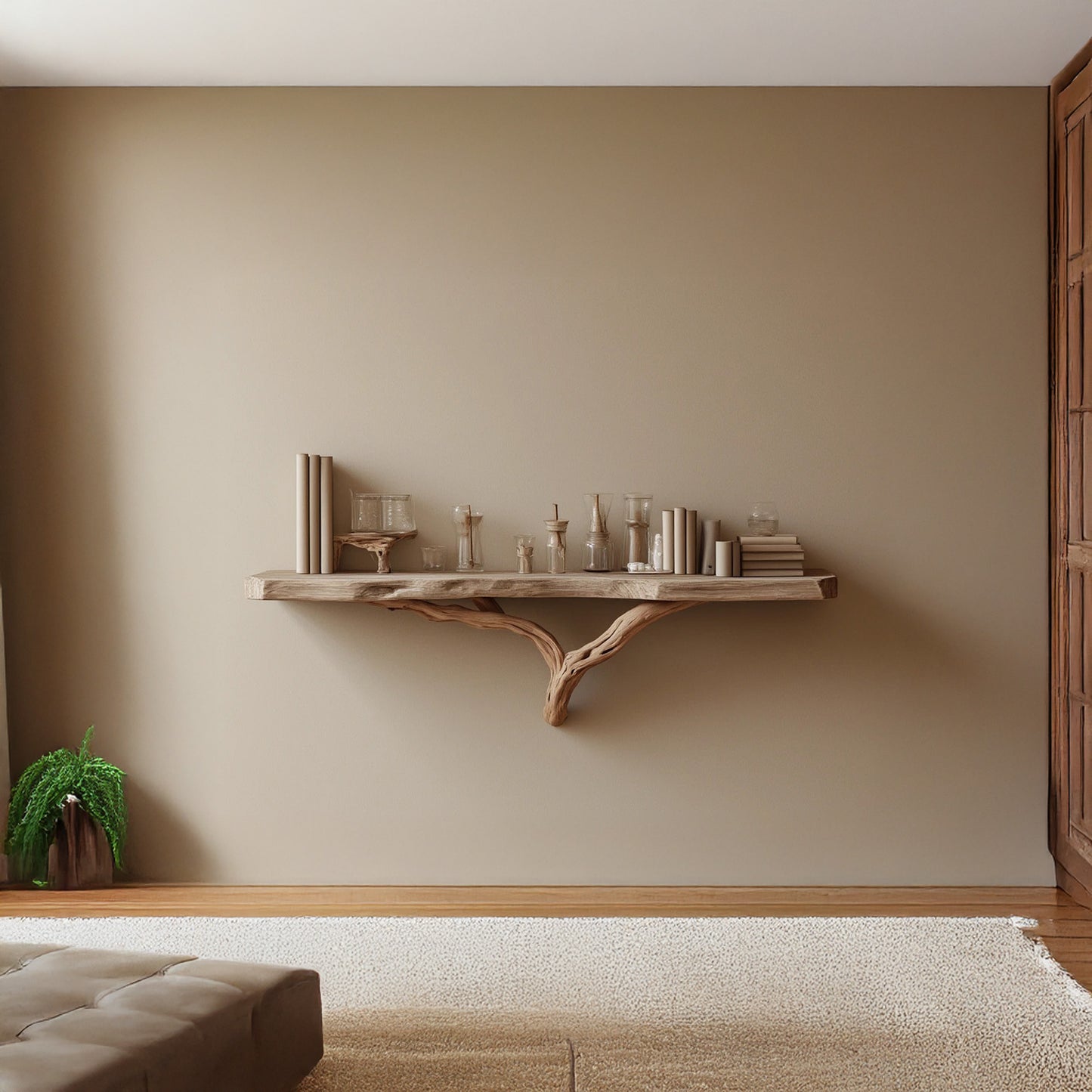 Floating bookshelf tree driftwood branch bookcase solid wood art wall mount rustic book shelf