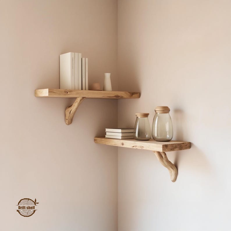 Rustic driftwood shelf natural console table solidwood bookshelf wall mount decor unique tree bracnh bookshelves