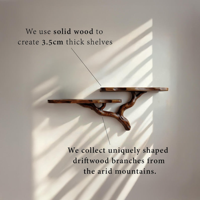 Driftwood floating shelf natural driftwood shelf nightstand solidwood bookshelf art natural tree book shelves wall mount