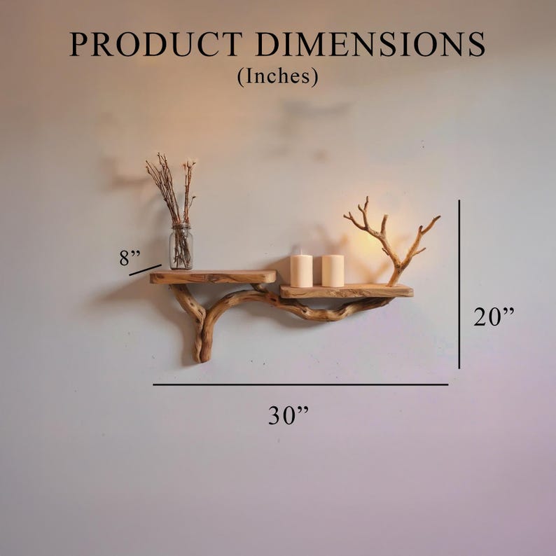 Rustic console table natural driftwood shelf tree branch bookshelf wall mount unique solid wood bookshelves decor