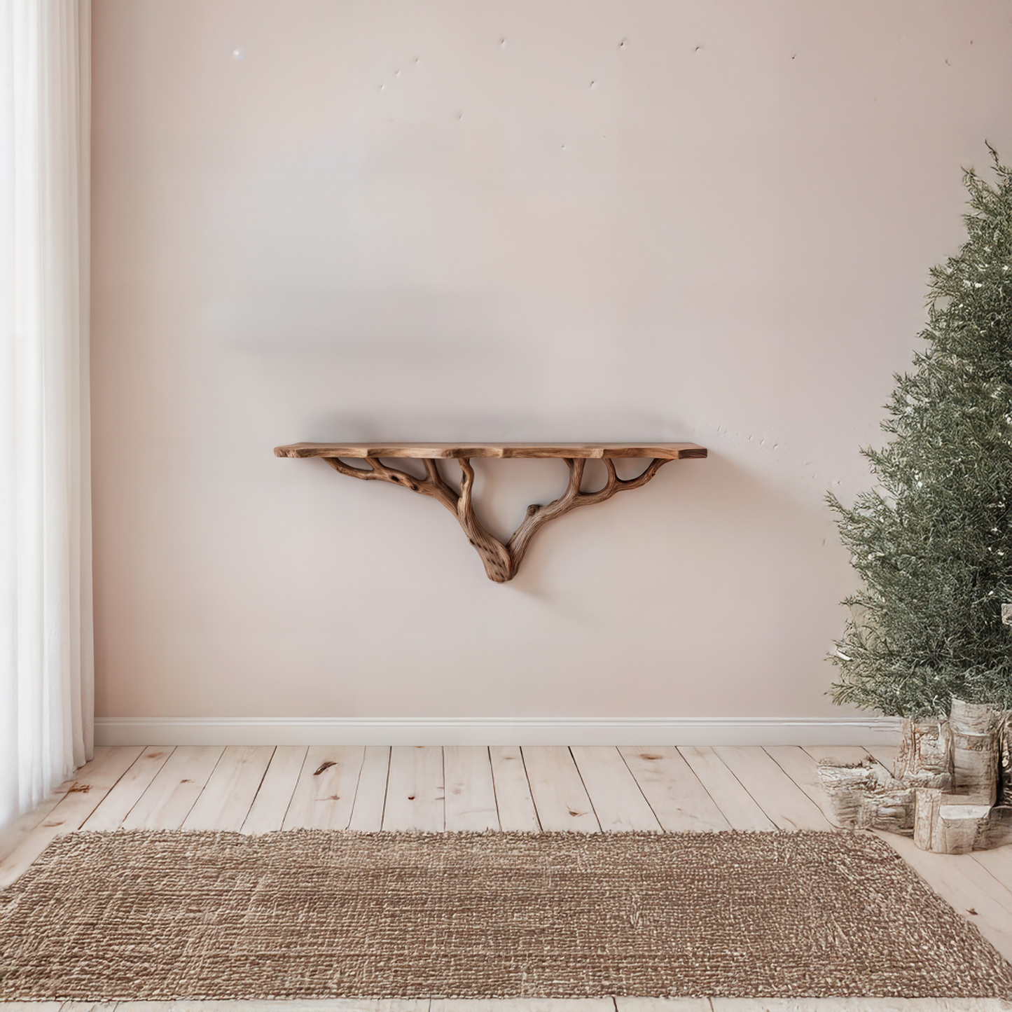 Driftwood tree shelf rustic wooden wall shelves solid wood bookshlef handmade natural branch decor