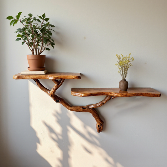 Driftwood floating shelf nightstand solidwood bookshelf art natural tree book shelves wall mount handmade furniture entryway decor
