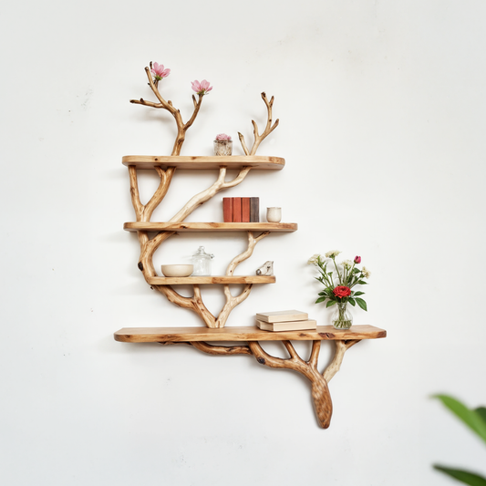 Natural driftwood shelf natural floating shelves solid wood bookshelf art wall mount decor unique tree bracnh bookshelves