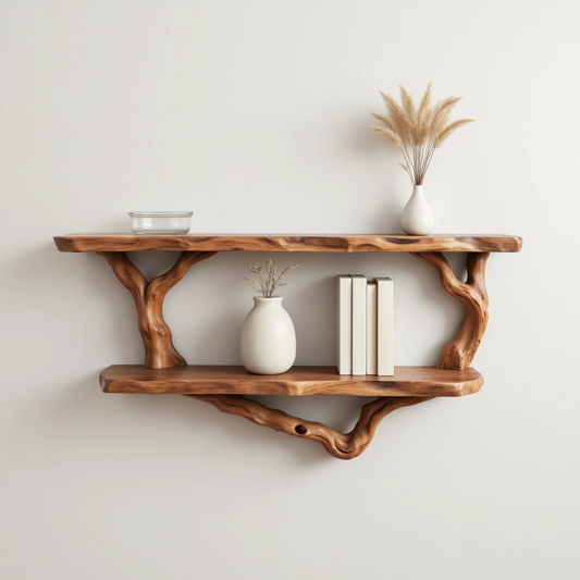 Unique tree bookshelves art natural driftwood shelf decor rustic solid wood bookshelf wall mount handmade furniture home