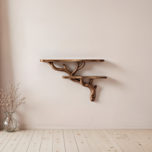 Handmade wooden branch wall bookshelf organic solid wood bookshelves driftwood shelf for rustic home decor