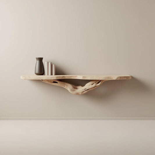Floating driftwood bookshelf tree branch bookcase solid wood art wall mount rustic book shelf for wall decor
