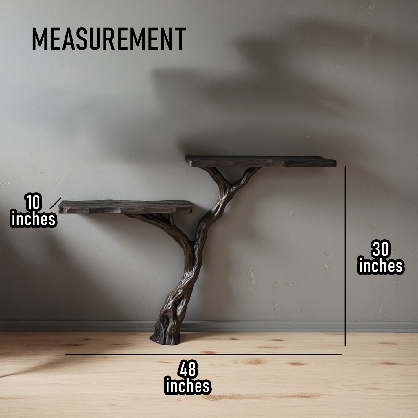 Driftwood shelf floor tree shelves console table handmade rustic coffee table desk unique tree branch furniture
