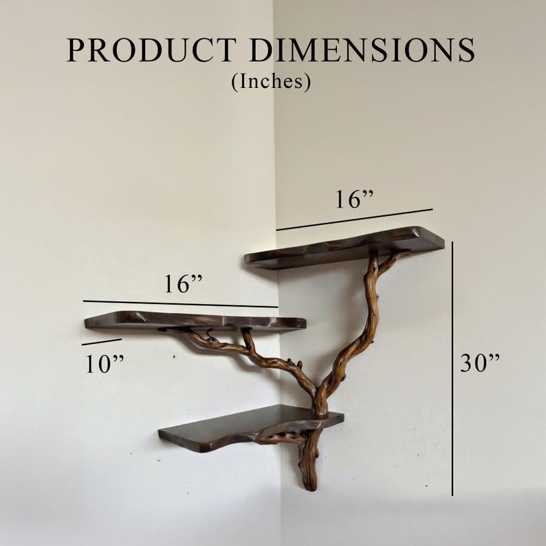 Floating corner shelf tree branch bookshelf natural driftwood shelf bookcase solid wood shelves on wall decor for living room