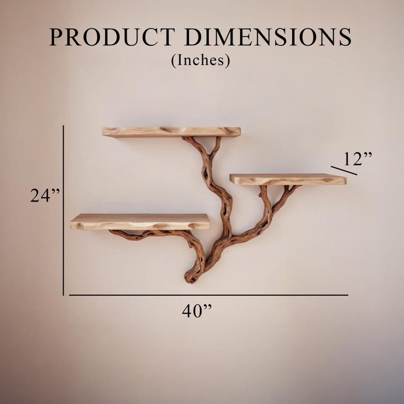 Driftwood branch shelf tree branch bookshelf driftwood shelves art floating wall shelf